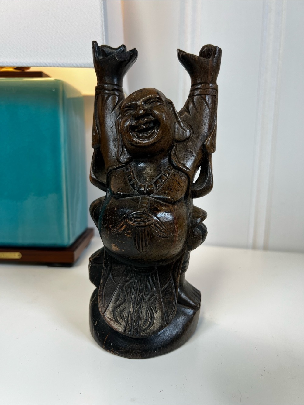 Vintage Hand Carved Happy Buddha